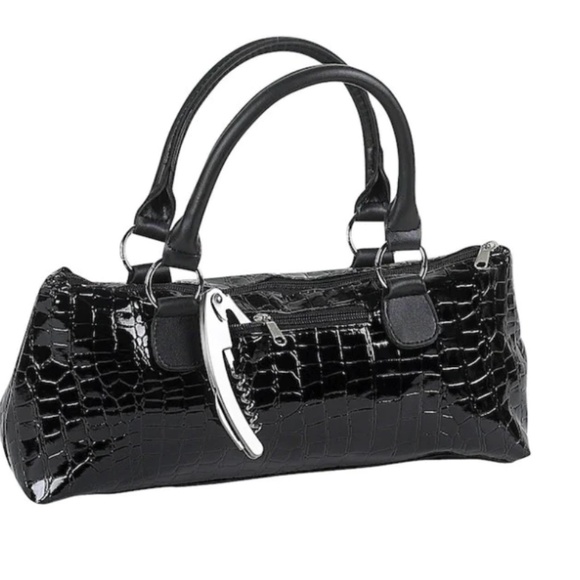 Handbags - Insulated Wine Clutch Bag Black Embossed Croc